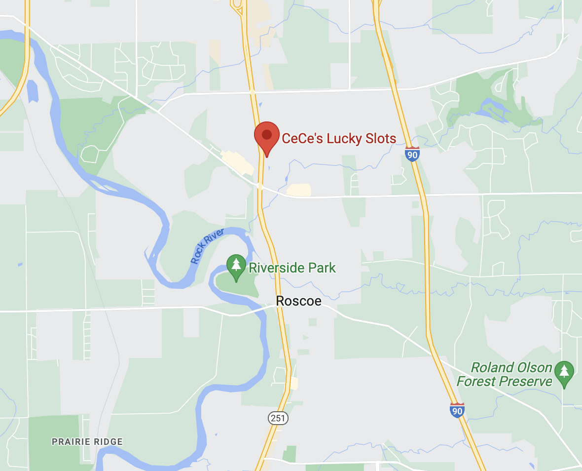 Map showing CeCe's Lucky Slots in Roscoe, Illinois