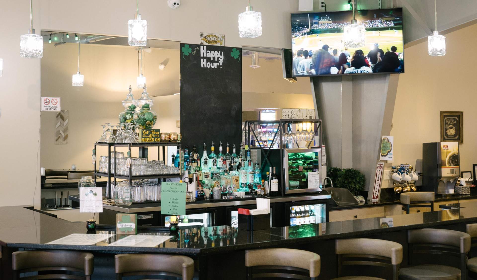 Bar and lounge seating at CeCe's Lucky Slots